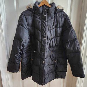 Larry Levine Puffer Jacket with Removable Hood in Black Size 2X